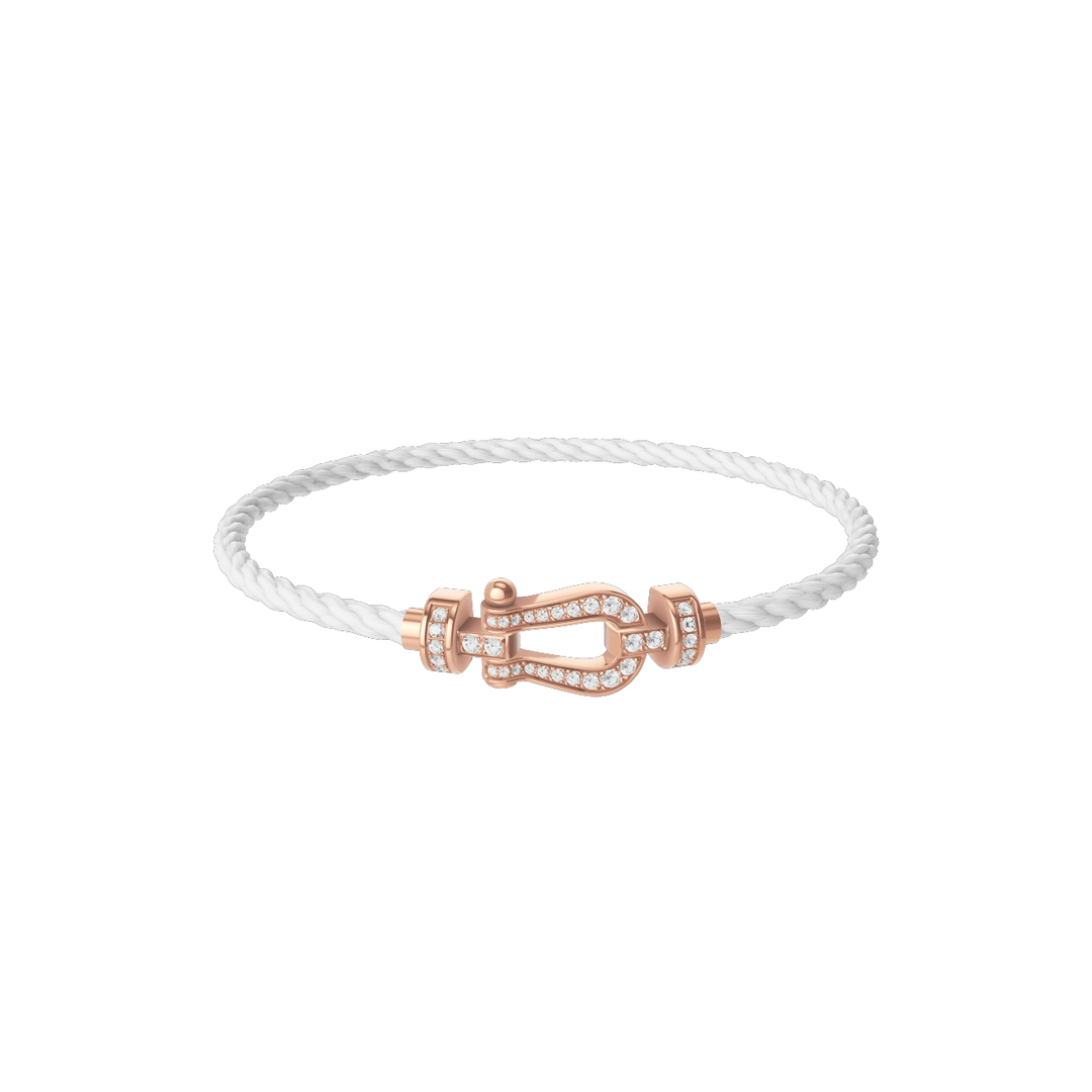 FRED Force 10 White Cord with 18k Rose Diamond MD Buckle, Exclusively at Hamilton Jewelers