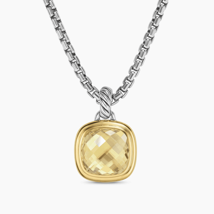 David Yurman Albion Pendant Sterling Silver with 18k Yellow Gold and Champagne Citrine, 11mm