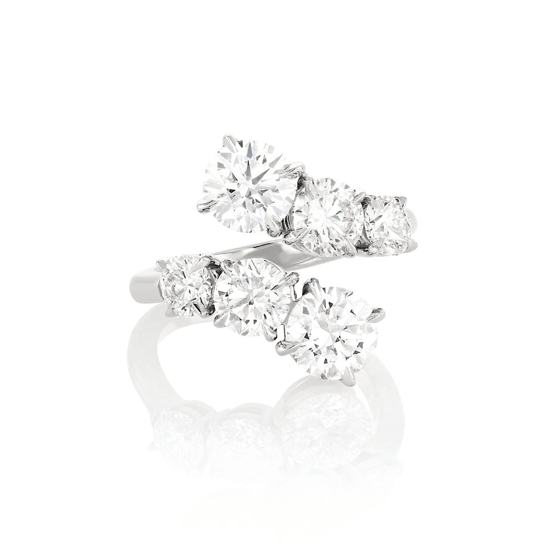 Hamilton Collection Platinum and Diamond Bypass Ring