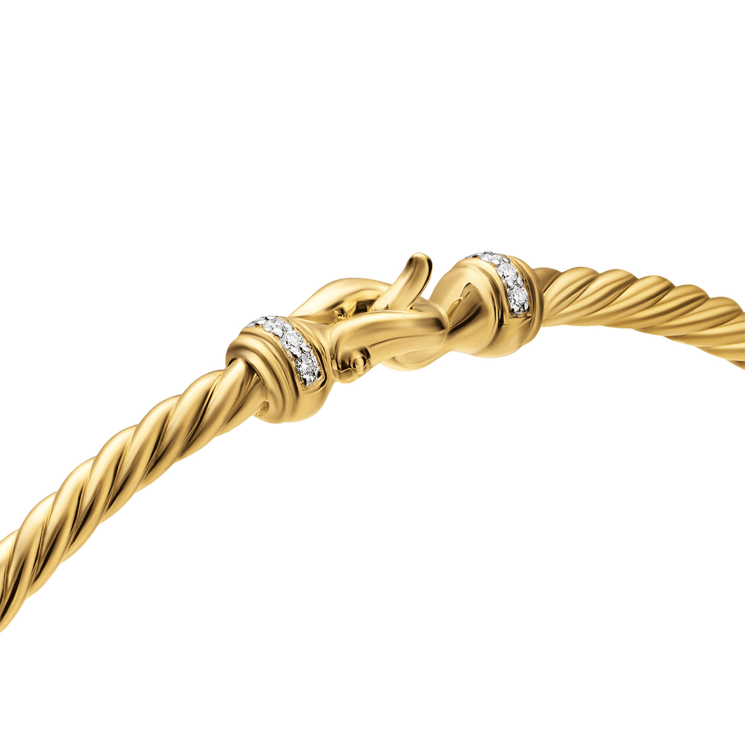 David Yurman Micro Cablespira Flex Buckle Bracelet in 18K Yellow Gold with Diamonds, 2.6mm