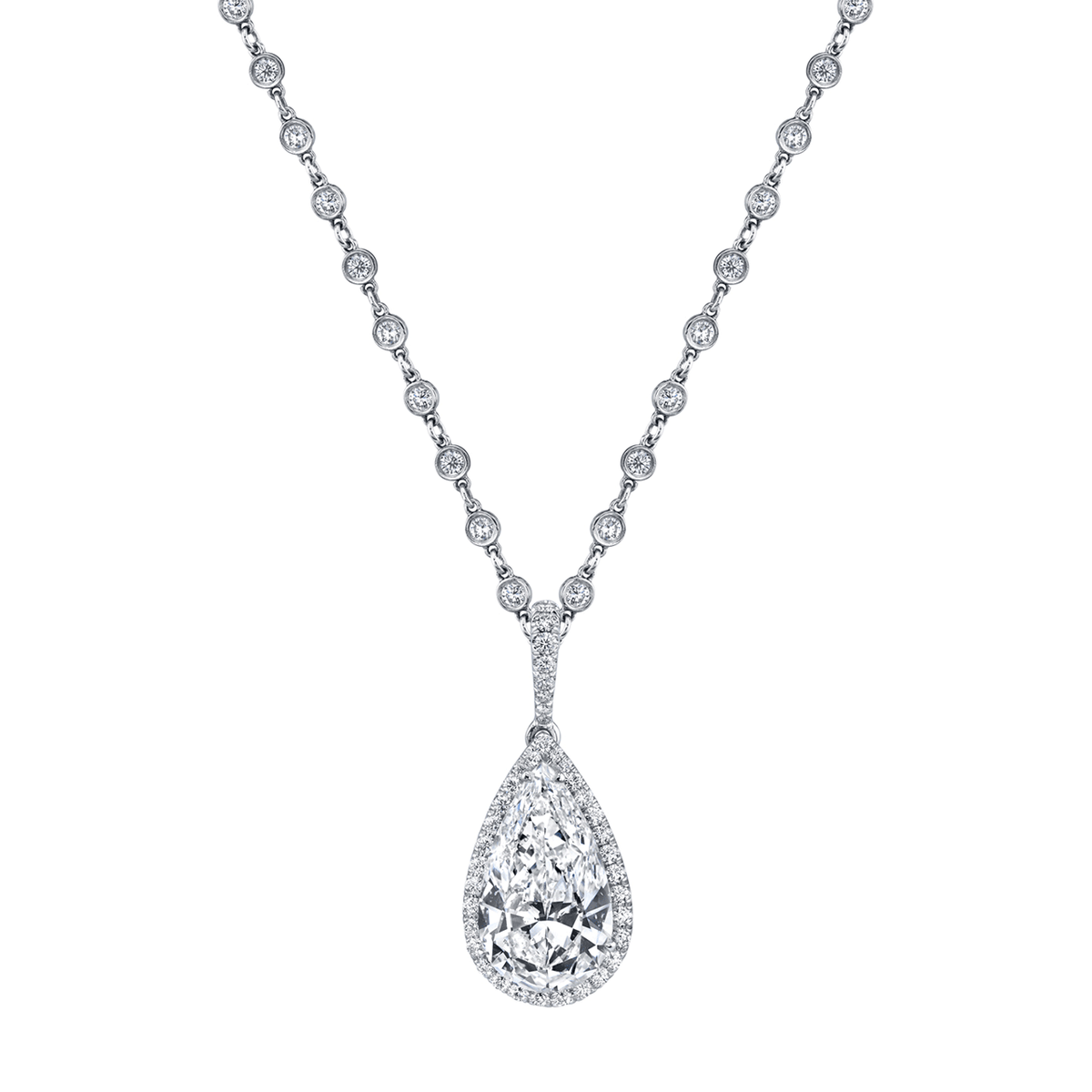 Platinum and 6.10 Total Weight Pear Shape Diamond Necklace
