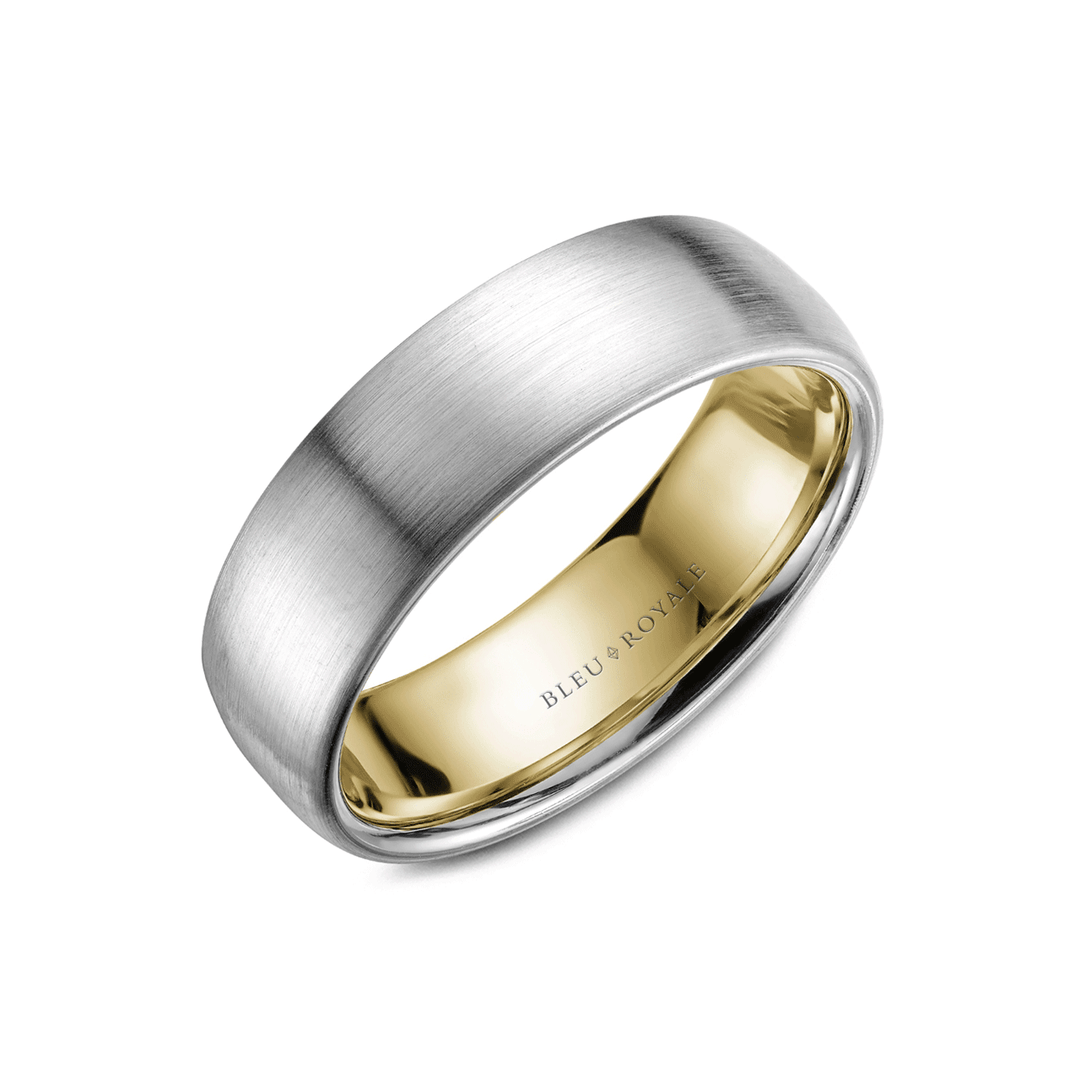 14k Yellow and White Gold 6.5mm Wedding Band