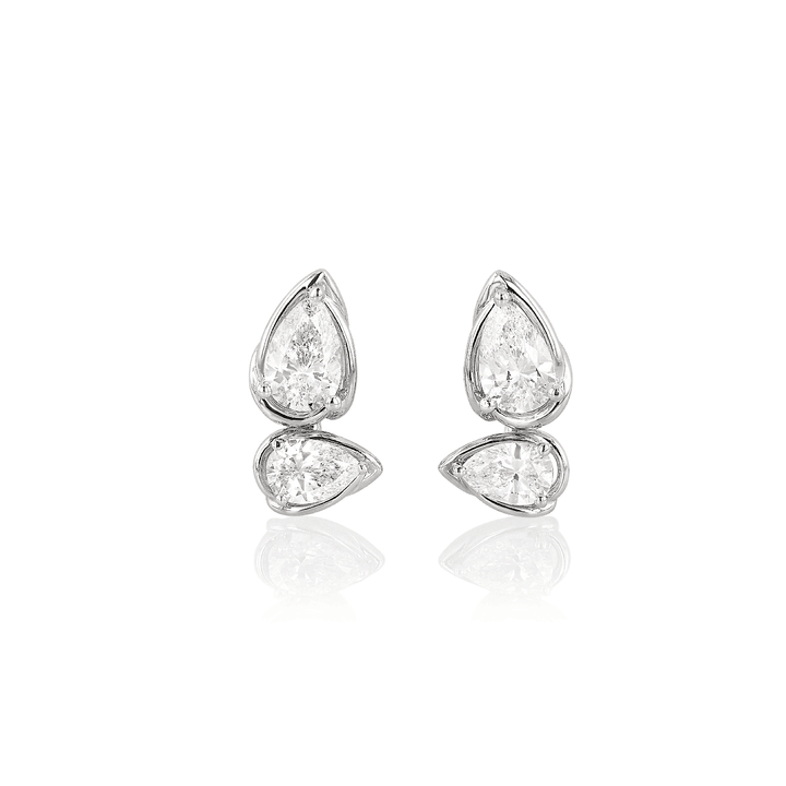 Hamilton Duet 18k White Gold and Pear Shape Diamond 1.20 Total Weight Studs
