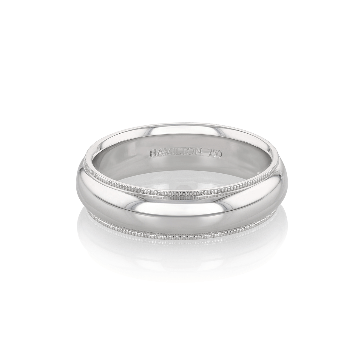 Hamilton Collection 18k White Recycled Gold 6mm Milgrain Comfort Fit Wedding Band