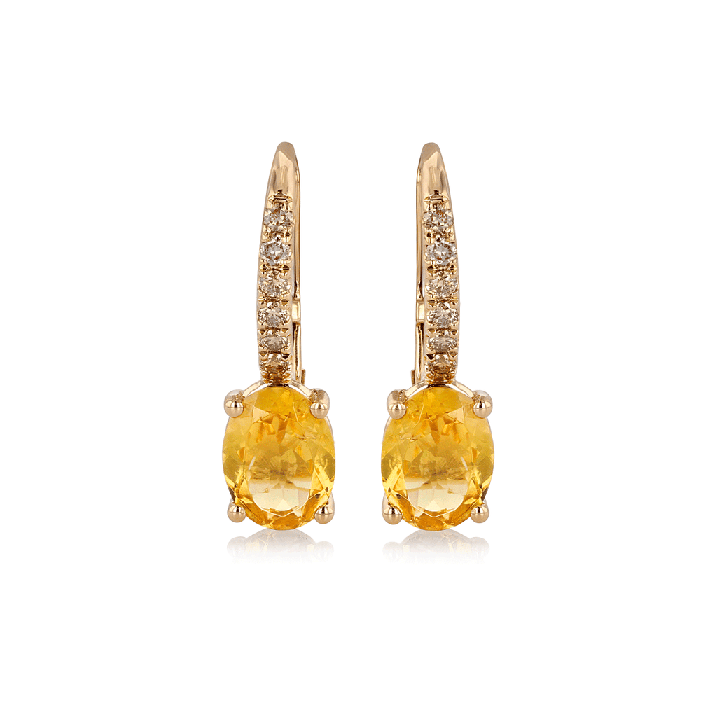 Hamilton Facet Collection 18k Yellow Gold and 1.60 Total Weight Yellow Tourmalines Sapphire Earrings