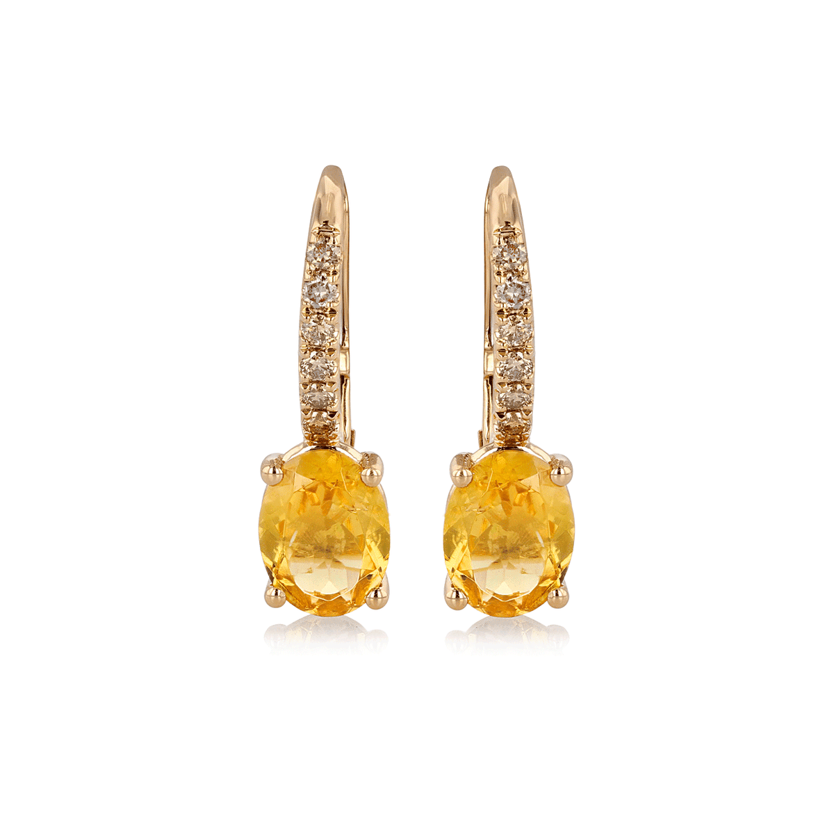 Hamilton Facet Collection 18k Yellow Gold and 1.60 Total Weight Yellow Tourmalines Sapphire Earrings