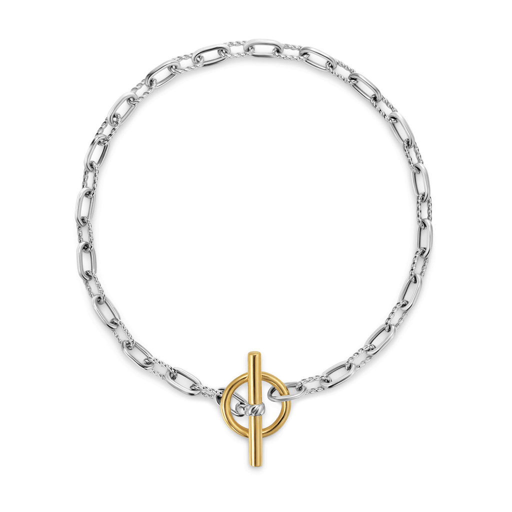 David Yurman DY Madison® Toggle Chain Bracelet Sterling Silver with 18K Yellow Gold, 3mm Medium