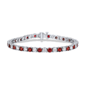 18k White Gold Alternating Ruby 5.06 Total Weight and Diamond Bracelet