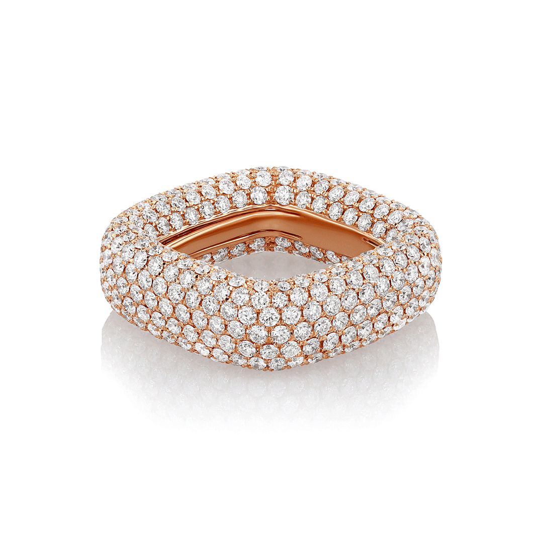 18k Rose Gold and 6.96 Total Weight Diamond Pave Eternity Band