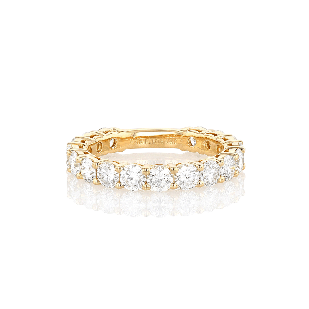 18k Yellow Gold and 2.04 Total Weight Diamond 3/4 Way Band