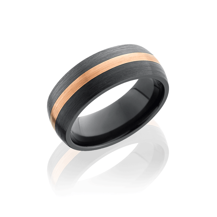 14k Rose Gold and Zirconium 8mm Wedding Band