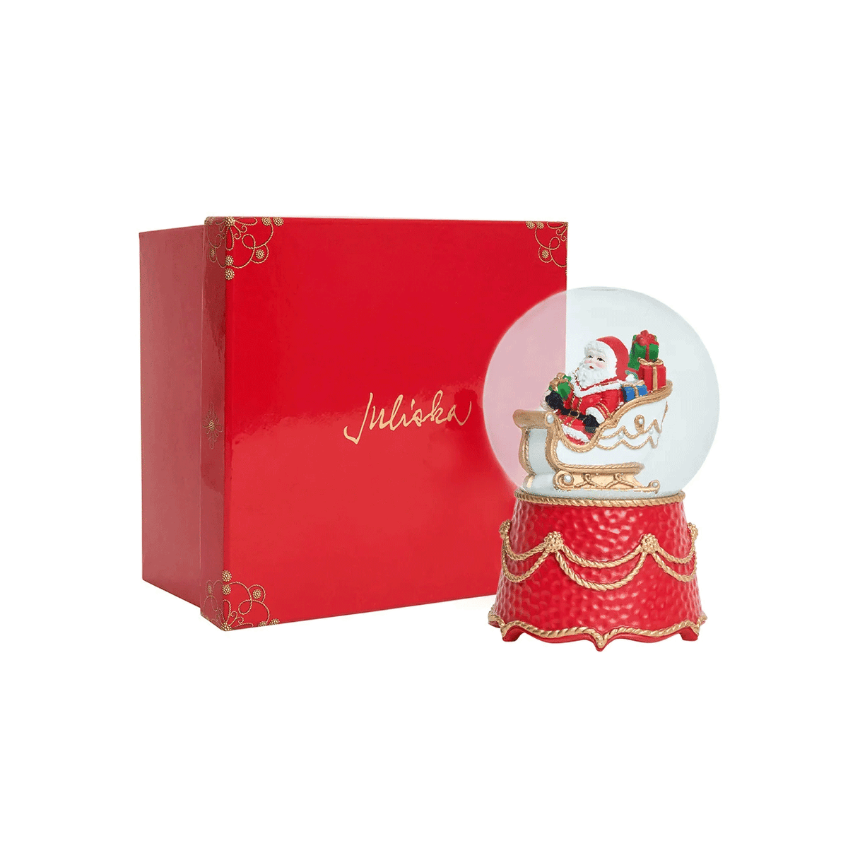 Juliska  Berry & Thread North Pole Santa in Sleigh Snow Globe
