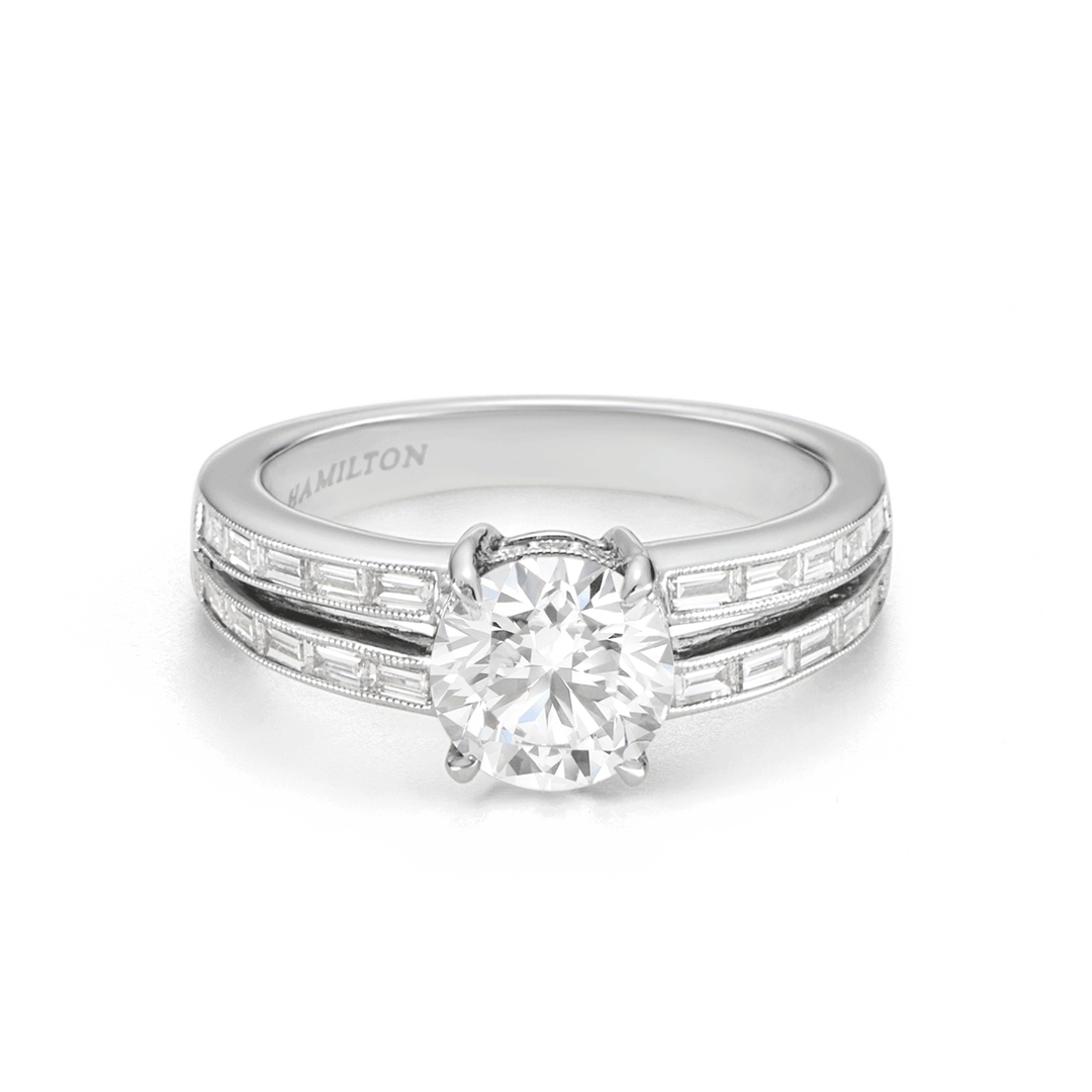 Hamilton 1912 Collection 18k White Gold and 0.46 Total Weight Diamond Engagement Mounting Ring
