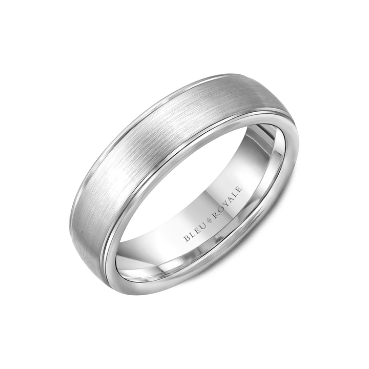 14k White Gold 6.5mm Wide Sandpaper Wedding Band