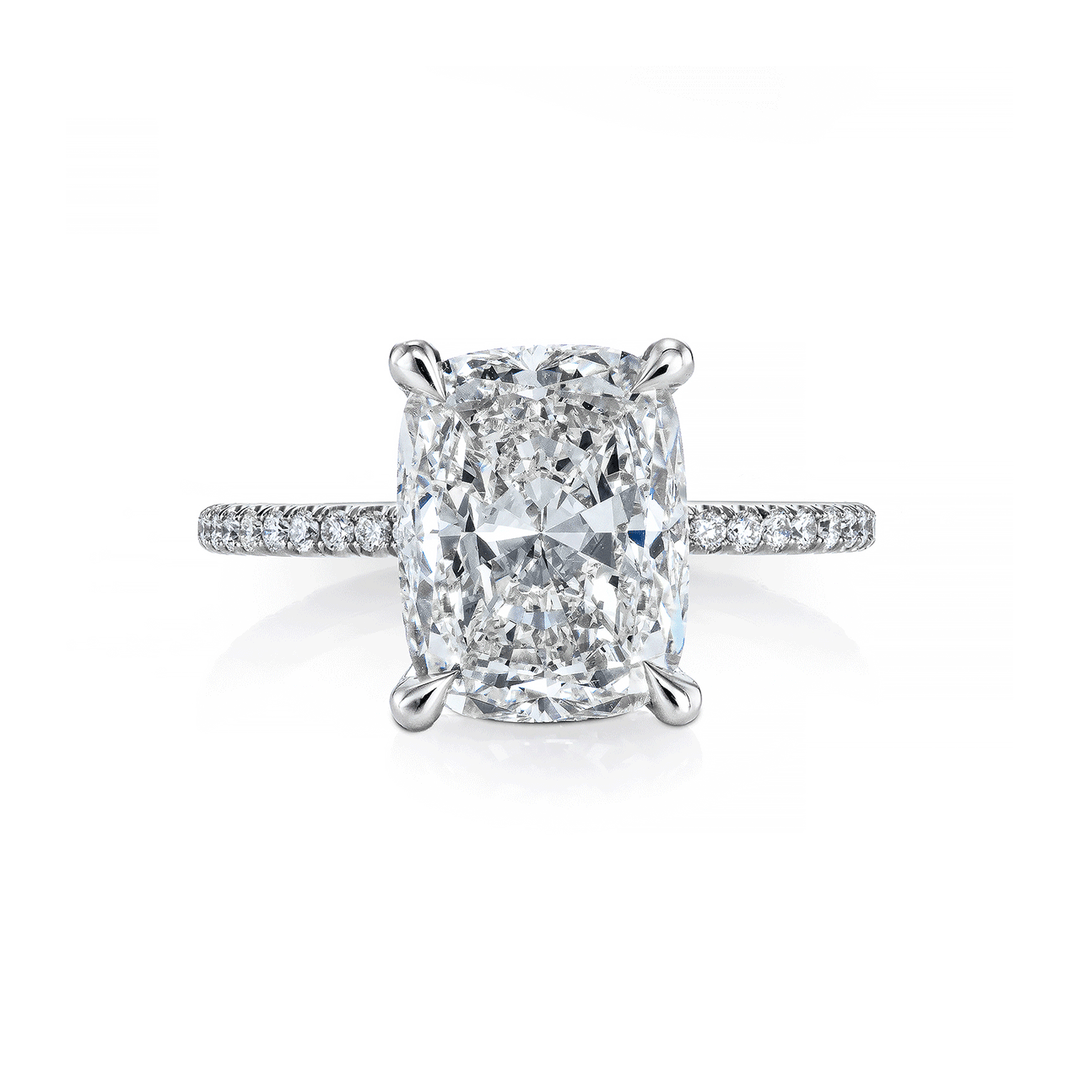 Platinum and 4.17 Total Weight Cushion Cut Diamond Engagement Ring