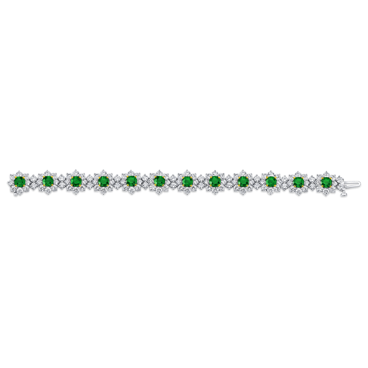 Private Reserve 18k Gold Emerald 6.25 Total Weight and Diamond Bracelet