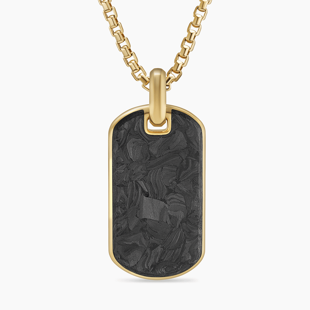 David Yurman Forged Carbon Tag in 18k Yellow Gold, 35mm