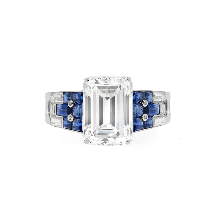 Hamilton Private Reserve Collection Platinum and Diamond 4.48 Total Weight Vintage Sapphire Ring