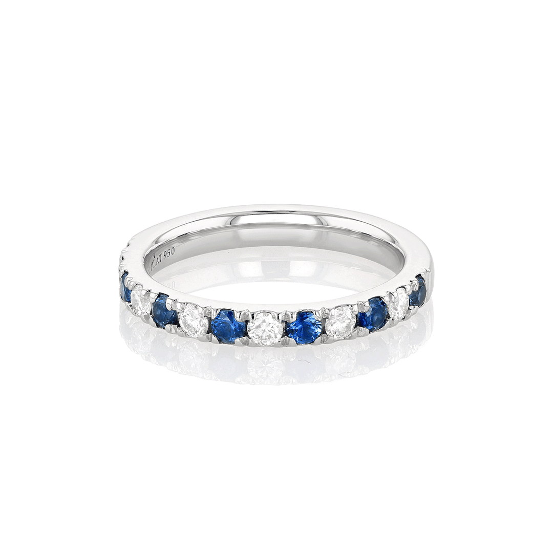 Lisette Platinum Diamond and .40 Total Weight Sapphire Half Way Band