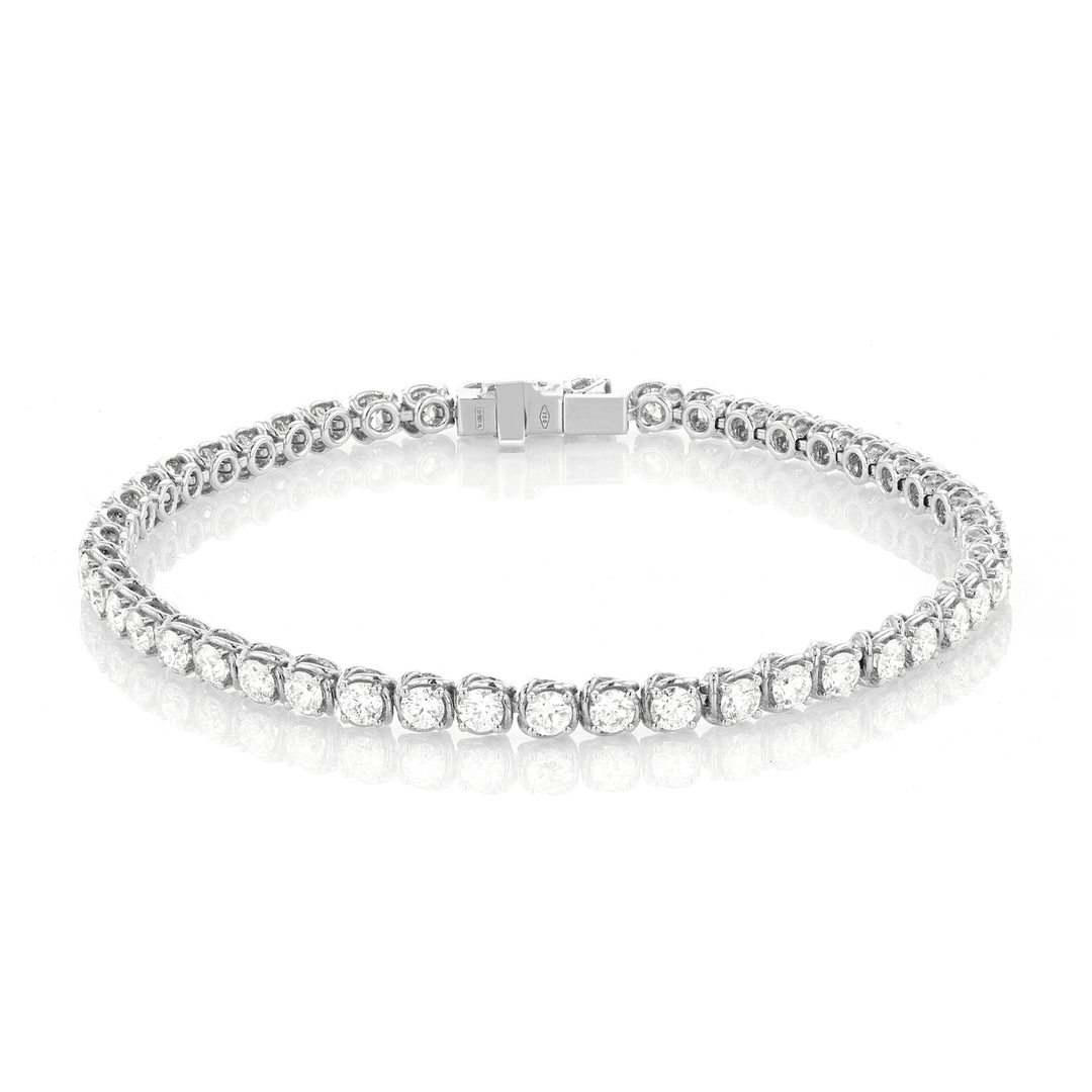 Duet 18k White Gold and 3.74 Total Weight Diamond Line Bracelet