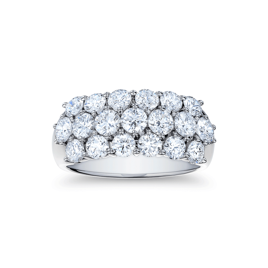 Platinum and 2.73 Total Weight Diamond 3 Row Band