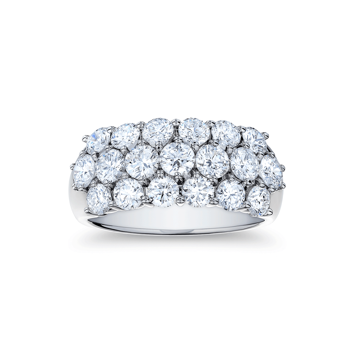 Platinum and 2.73 Total Weight Diamond 3 Row Band