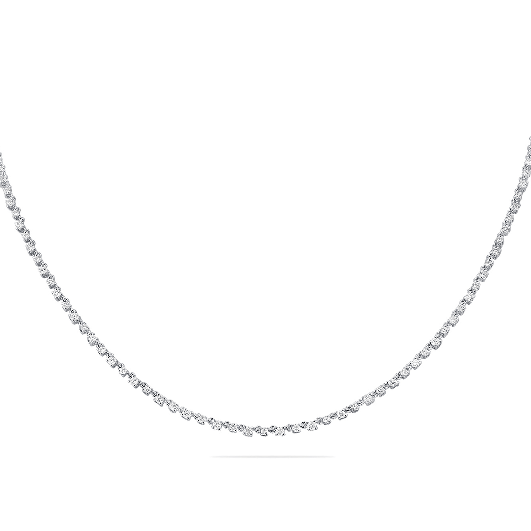 Hamilton Line Collection 14k White Gold and 1.35 Total Weight Natural Diamond Line 17 Inch Necklace