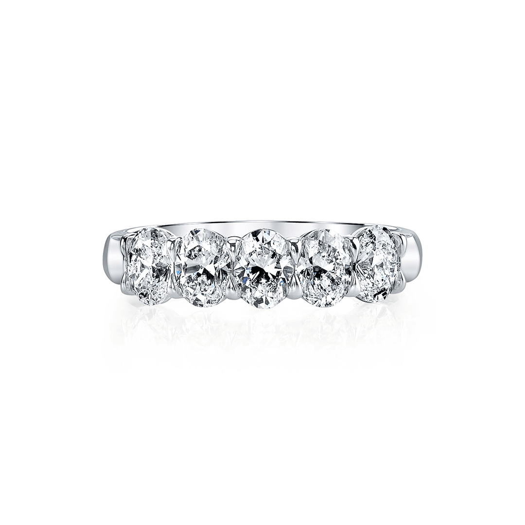 Platinum and 5 Oval Diamond 2.52 Total Weight Band