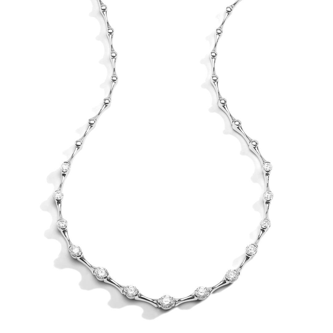 Wave 18k White Gold and Diamond Necklace