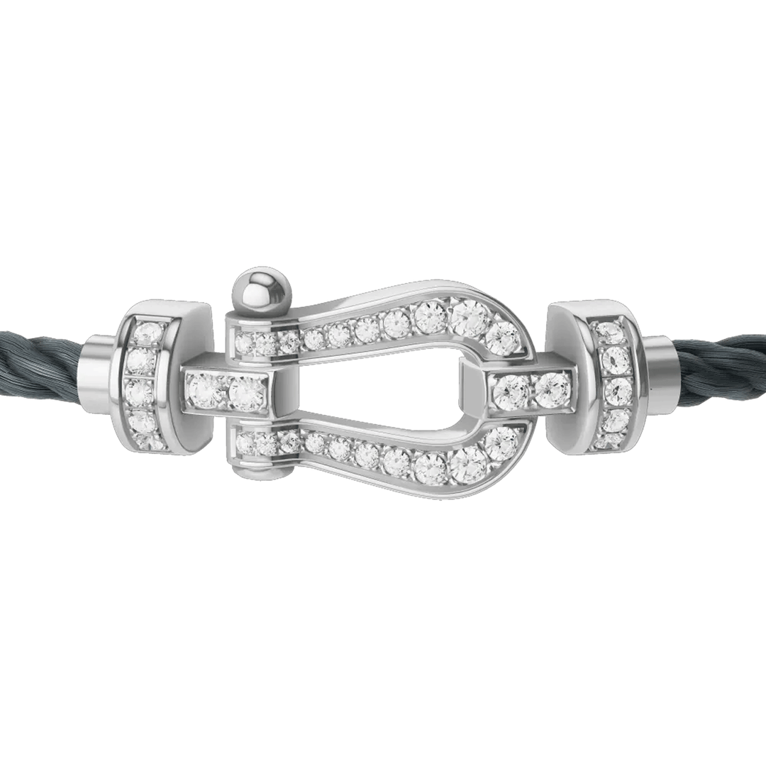 FRED Storm Grey Cord Bracelet with 18k White Diamond MD Buckle, Exclusively at Hamilton Jewelers