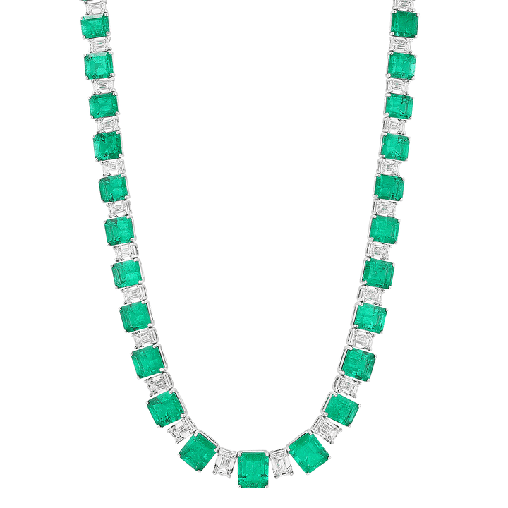 Private Reserve Platinum Colombian Emerald and Diamond Necklace