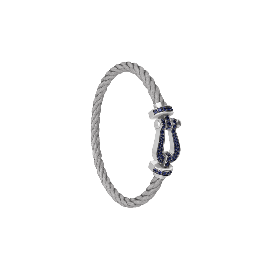 FRED FORCE 10 Steel Cord with 18k White Gold LG Full Pave Sapphire Buckle,  Exclusively at Hamilton Jewelers