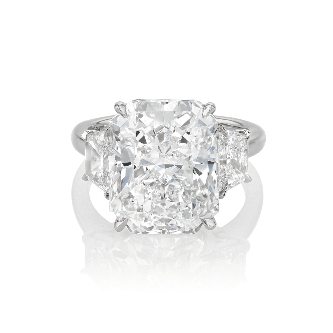 Hamilton Private Reserve Collection Platinum and Radiant Diamond 8.83 Total Weight Three Stone Ring