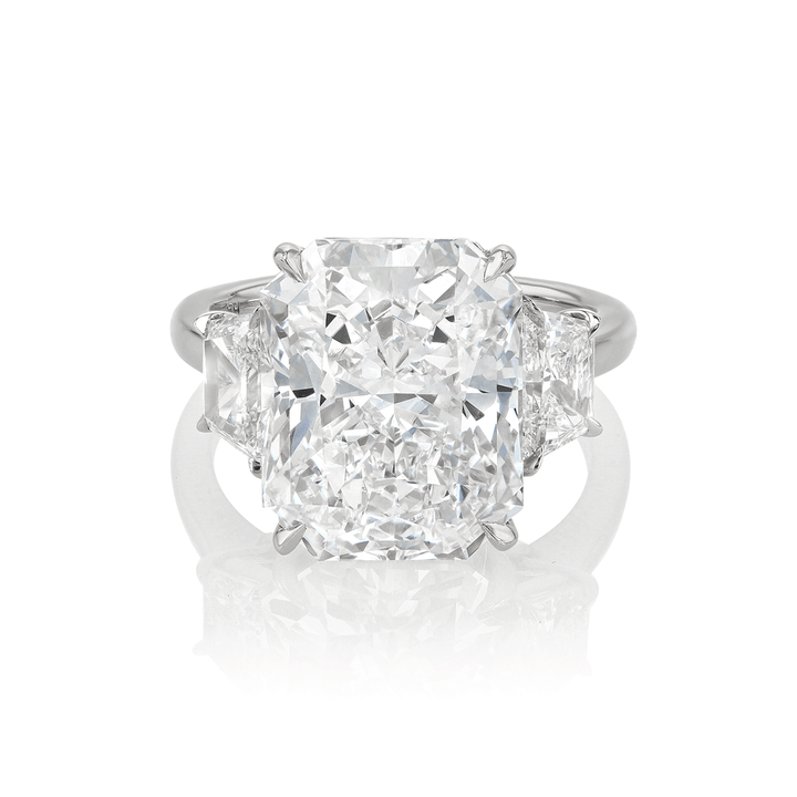 Hamilton Private Reserve Collection Platinum and Radiant Diamond 8.83 Total Weight Three Stone Ring