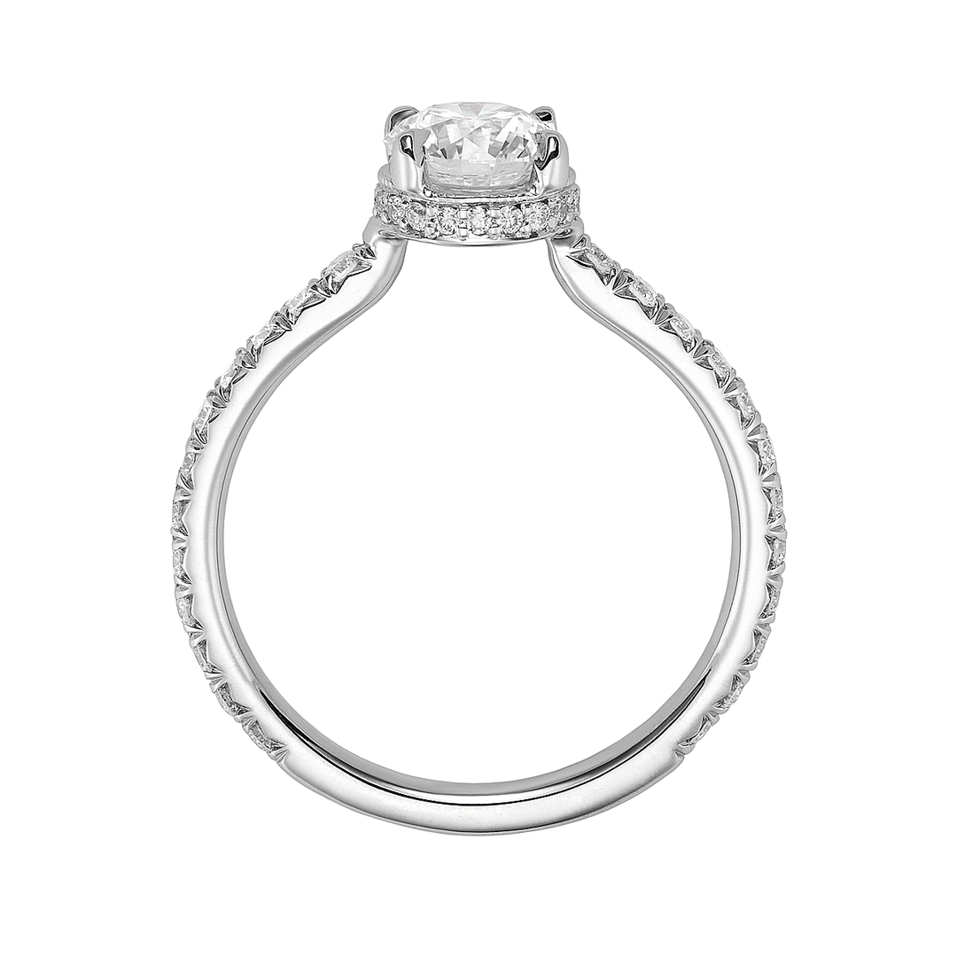 18k White Gold and Diamond Halo Engagement Ring Mounting