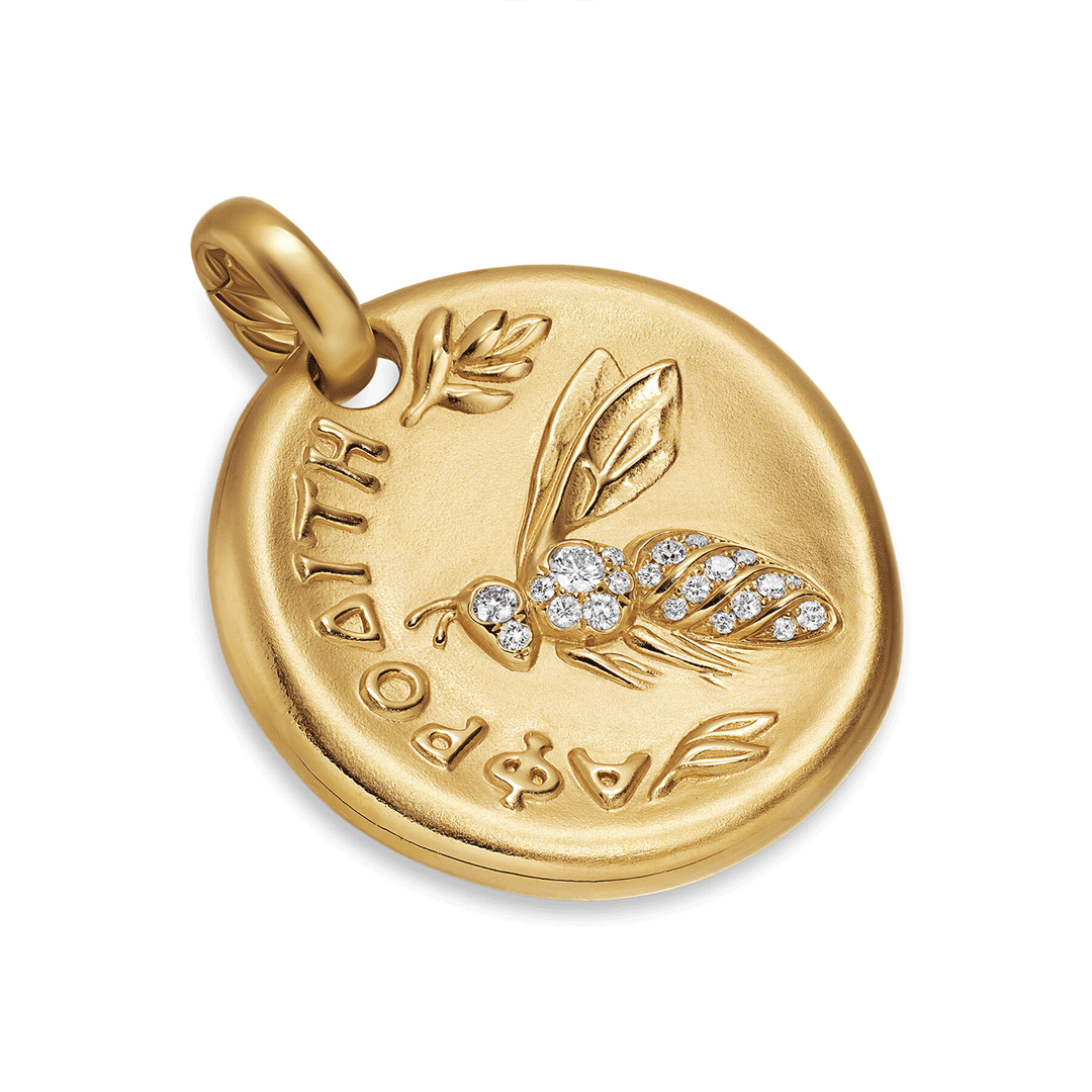 David Yurman Aphrodite Medallion Amulet 18K Yellow Gold with Diamonds, 28.3mm