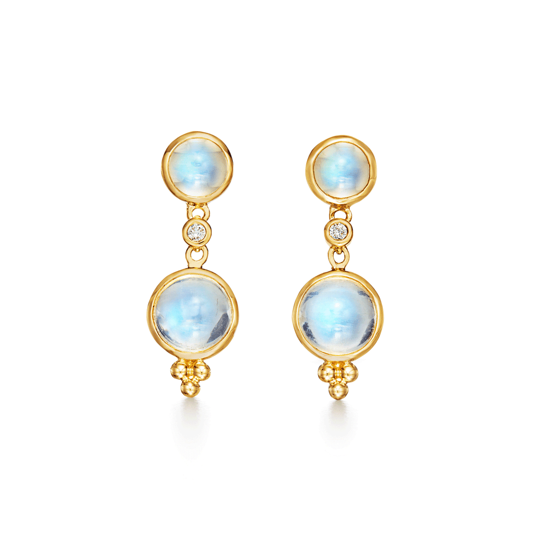 Temple St. Clair 18k Gold and Blue Moonstone Drop Earrings