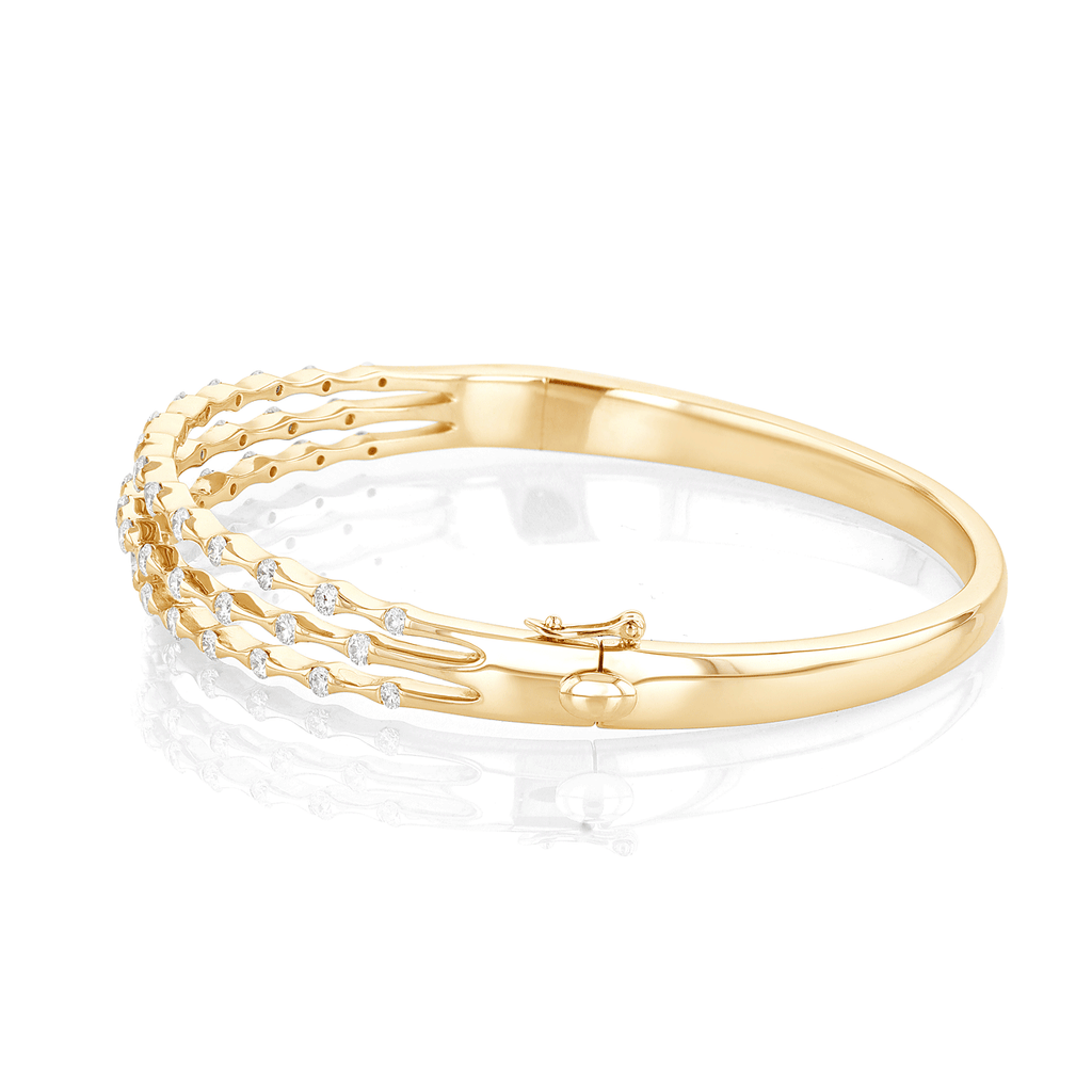 Hamilton Wave Collection 18k Yellow Gold Three Row Diamond Bracelet