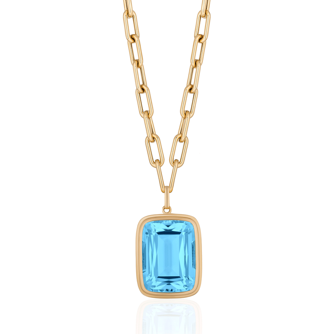 Goshwara Manhattan 18k Gold and Blue Topaz Pendant