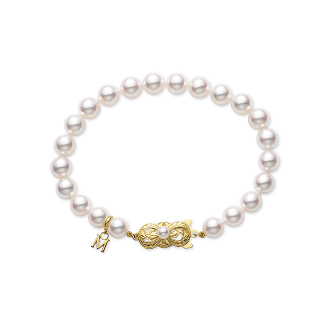 Mikimoto 18k Yellow Gold Akoya Pearl 7.5-8mm Bracelet