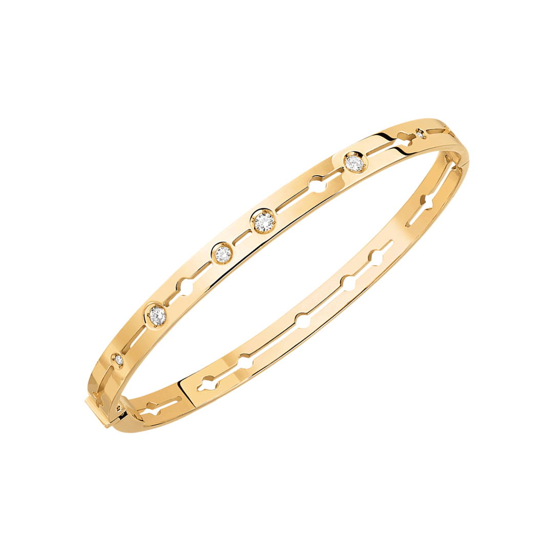 Dinh Van Pulse 18k Yellow Gold and Diamond Small Bangle