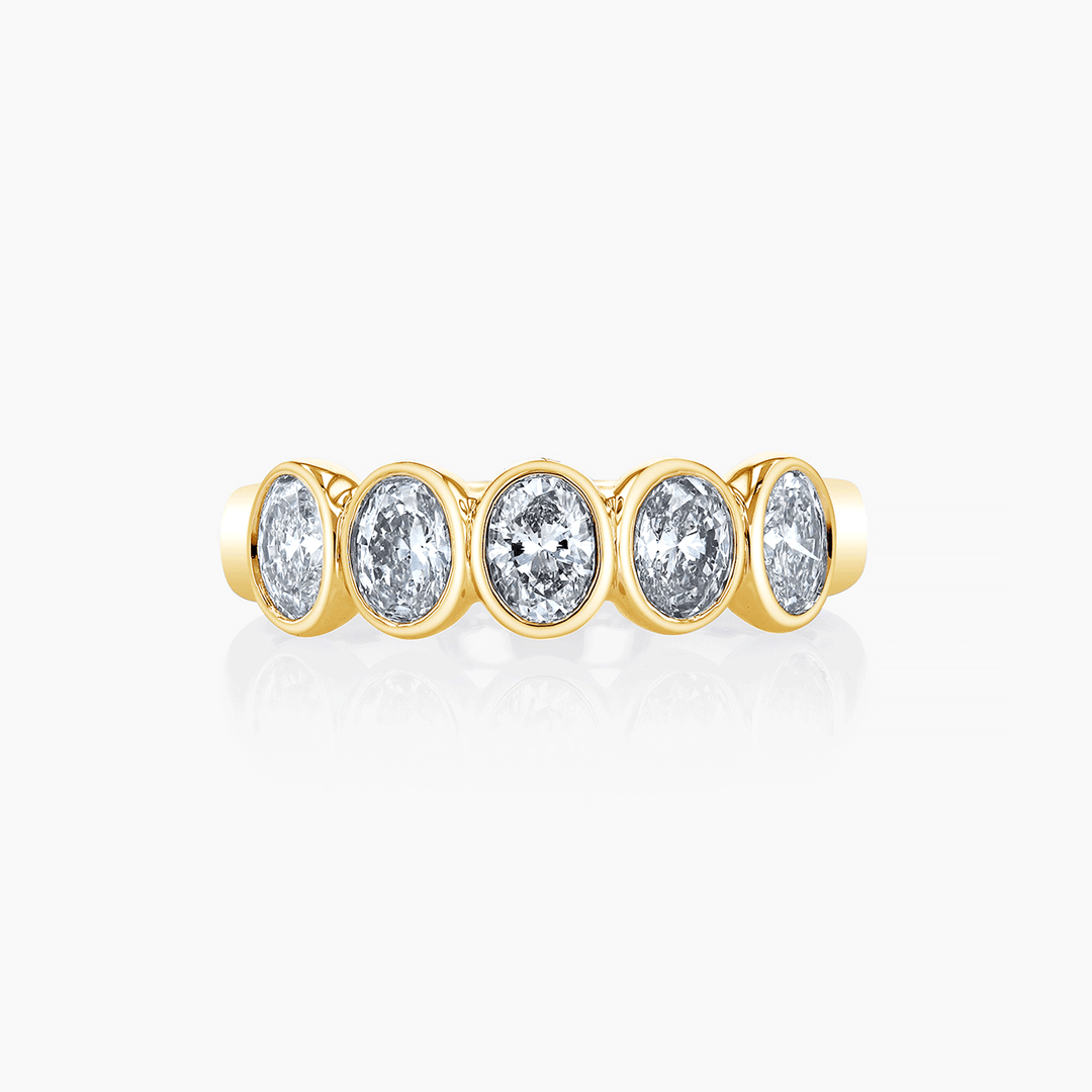 18k Yellow Gold and 5 Oval Diamond 2.03 Total Weight Band