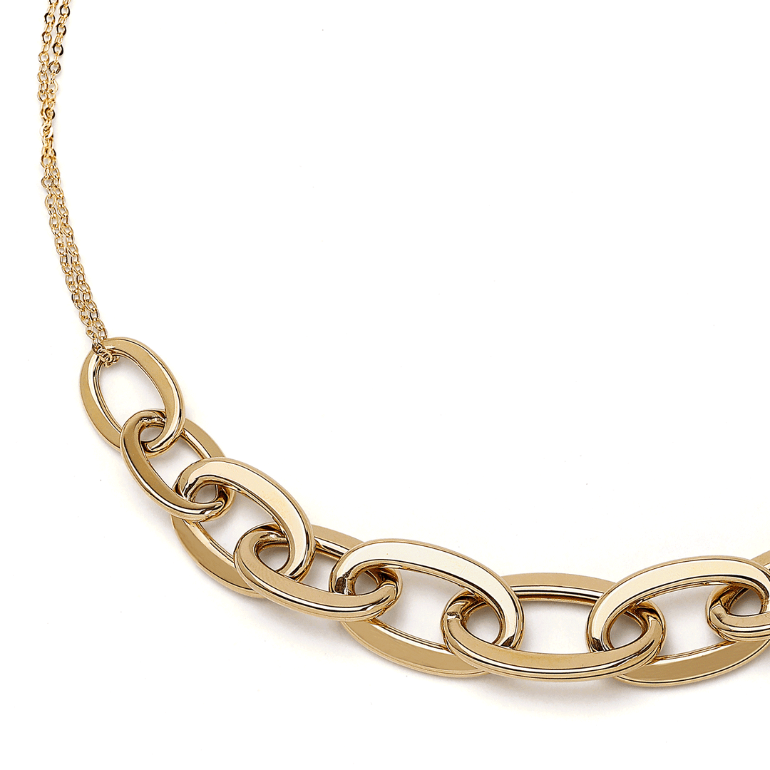 Hamilton Collection 18k Yellow Gold 18 Inch Serif Oval Graduated Link Necklace