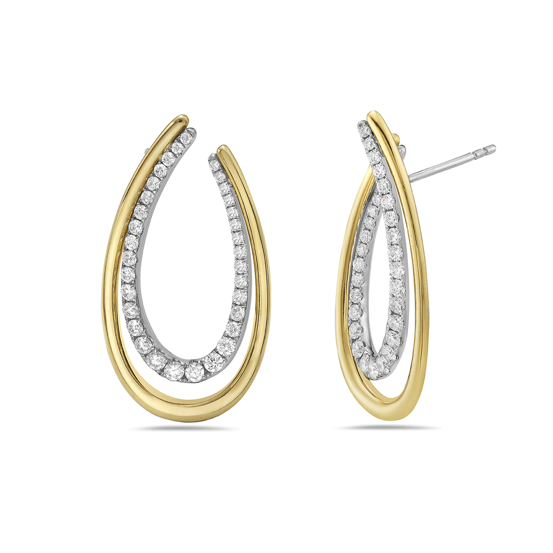 Charles Krypell Intertwinning 18k Gold and Diamond Earrings