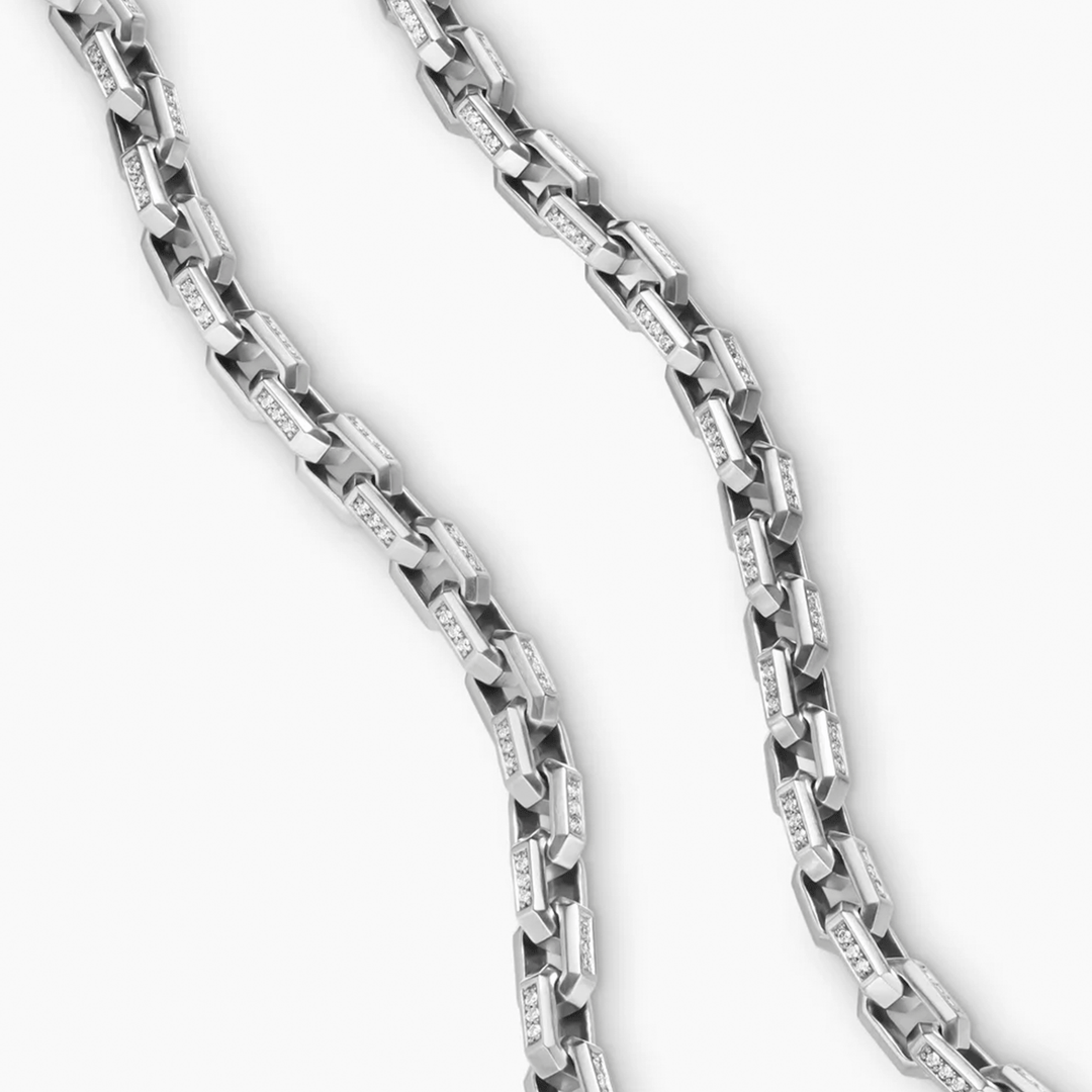 David Yurman Streamline Link Necklace Sterling Silver with Black Diamonds, 5.5mm