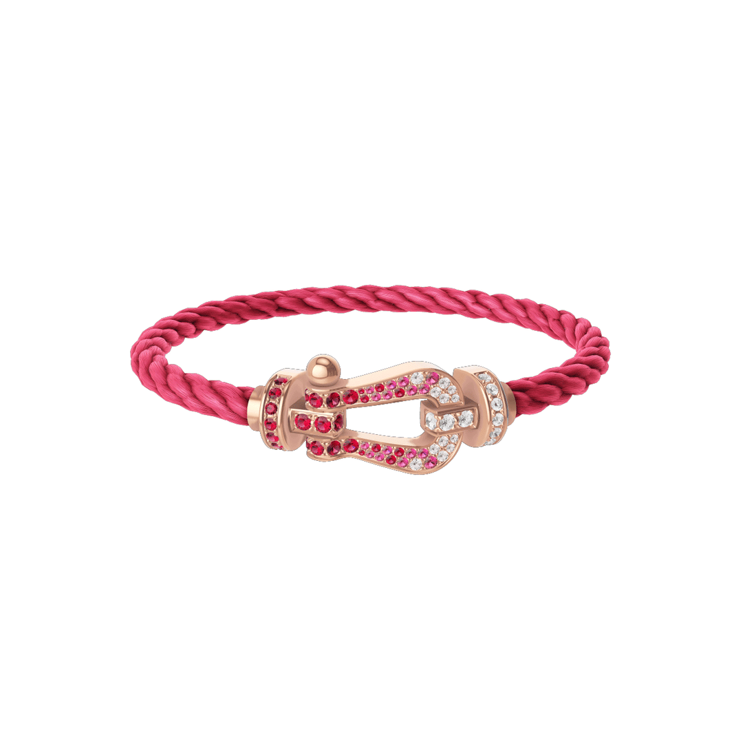 Fred FORCE 10 Rosewood Cable 18k Rose Gold Diamonds and Red Gem Stone LG Buckle, Exclusively at Hamilton Jewelers