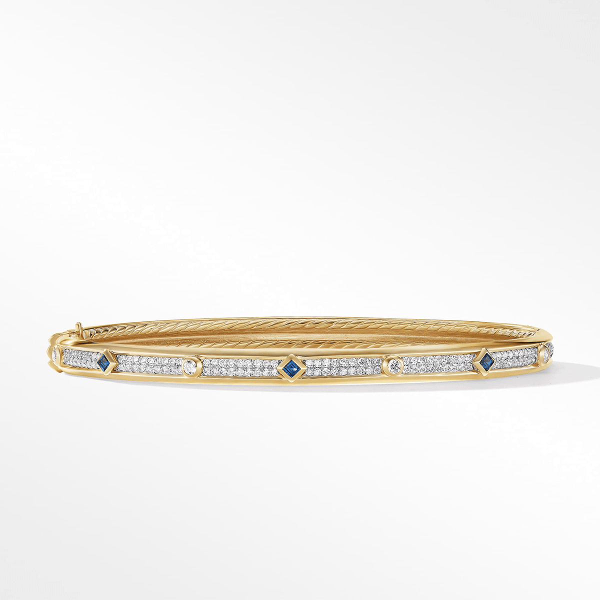 David Yurman Modern Renaissance Bracelet in 18k Yellow Gold with Blue Sapphires and Full Pavé Diamon