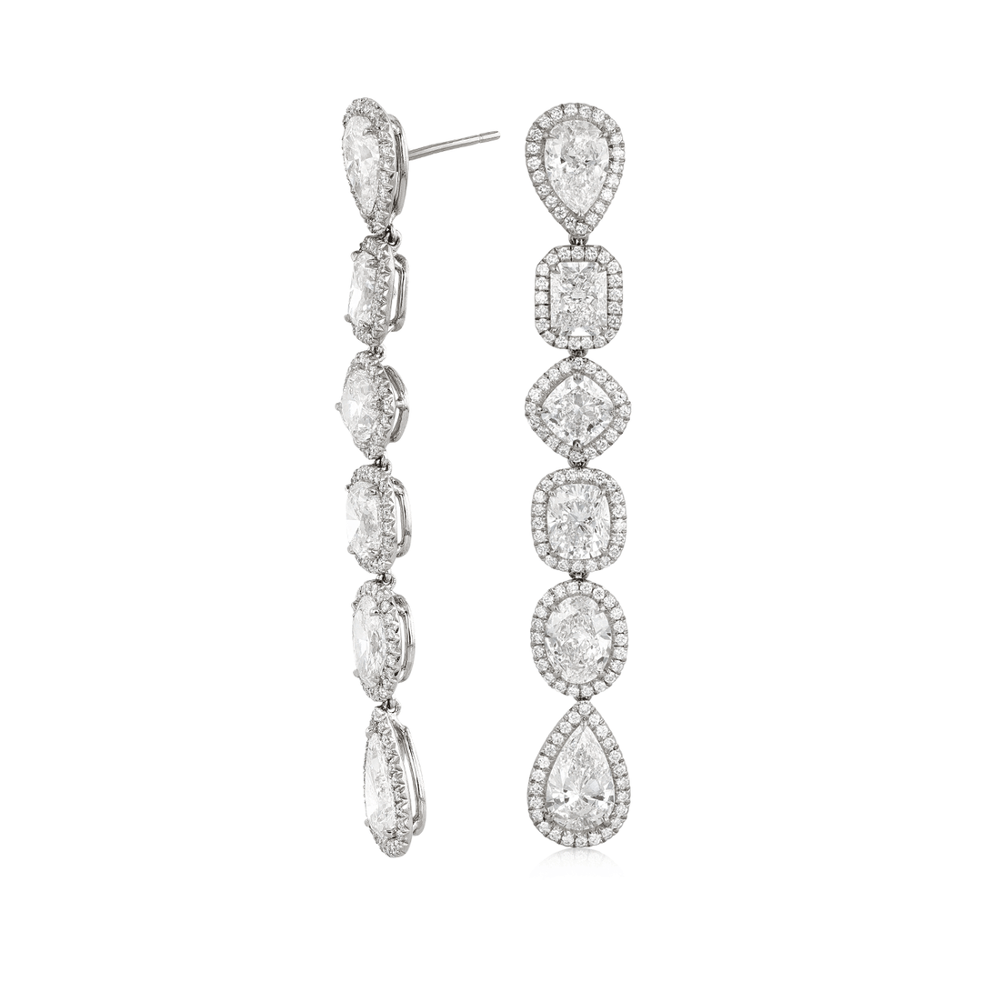 Platinum and 13.40 Total Weight Multi Shape Diamond Drop Earrings