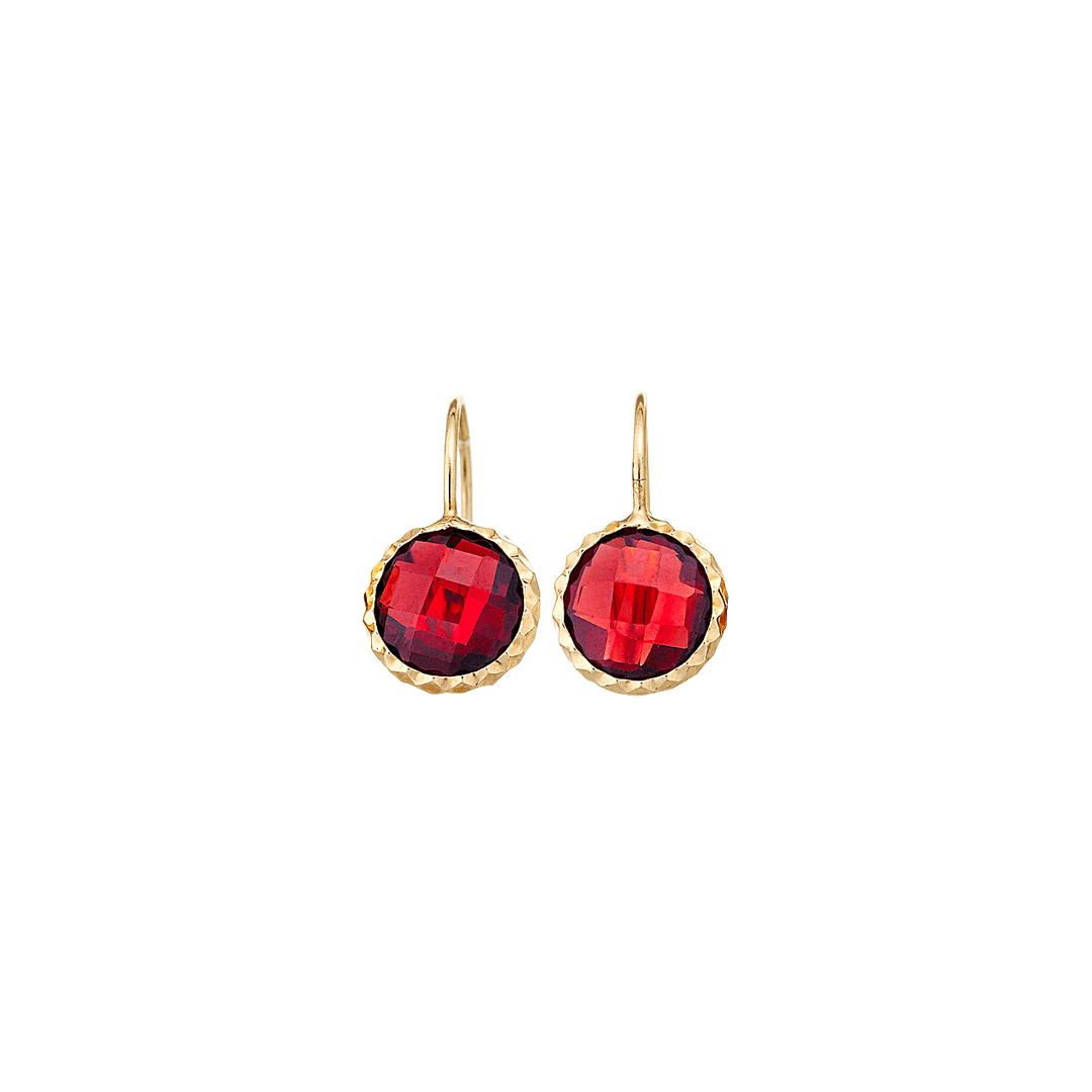 Facets 14k Gold and Garnet Earrings