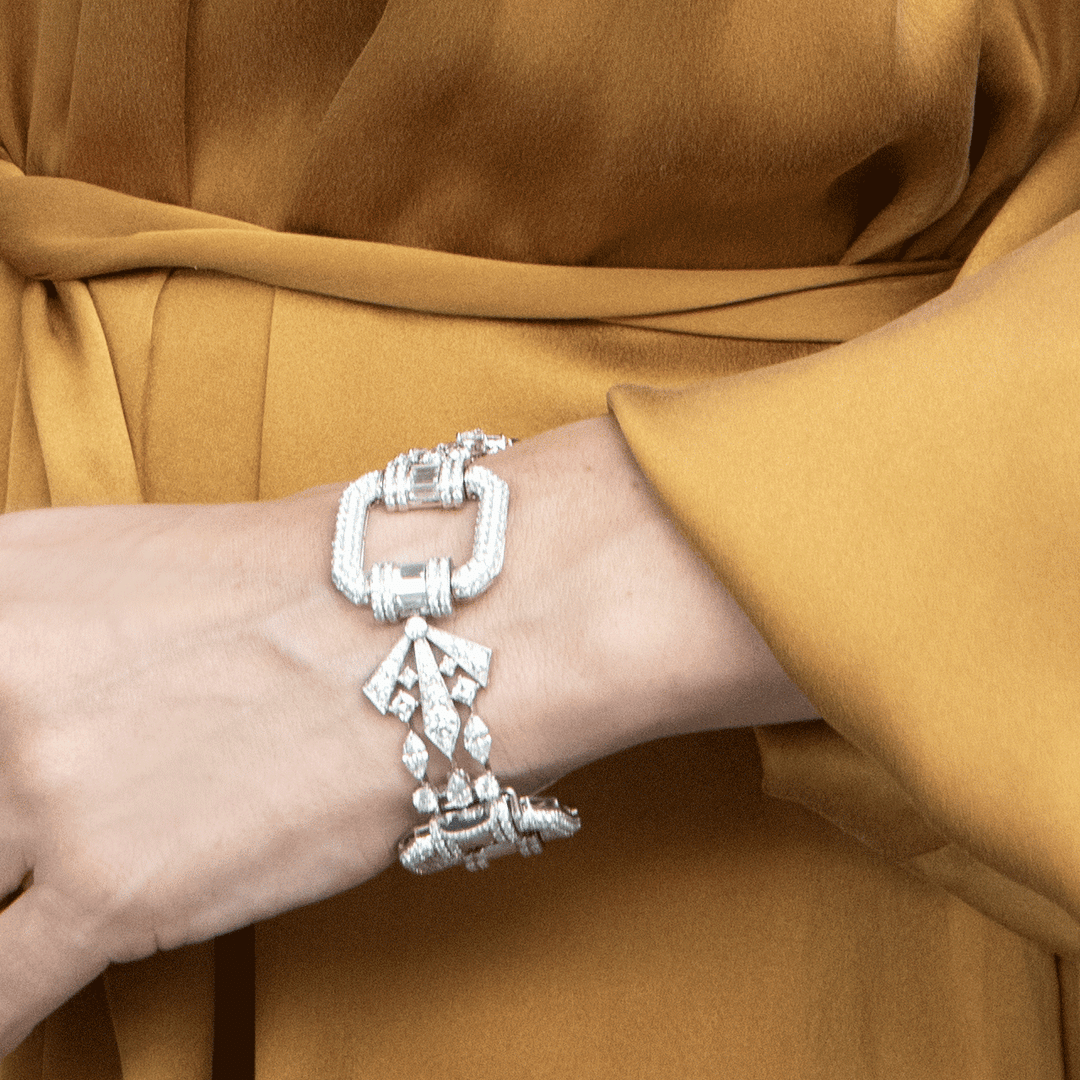 Hamilton Private Reserve Collection Platinum and Diamond 24.99 Total Weight Art Deco Style Bracelet